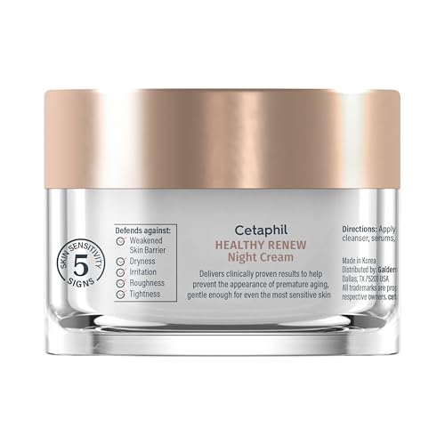 Cetaphil Healthy Renew Night Face Cream, Anti-Wrinkle, Peptides, 1.7oz | Skin Tightening, Wrinkle Repair, Retinol Alternative, Fragrance Free, Sensitive Skin, Firming Peptide Night Cream For Women - image 8