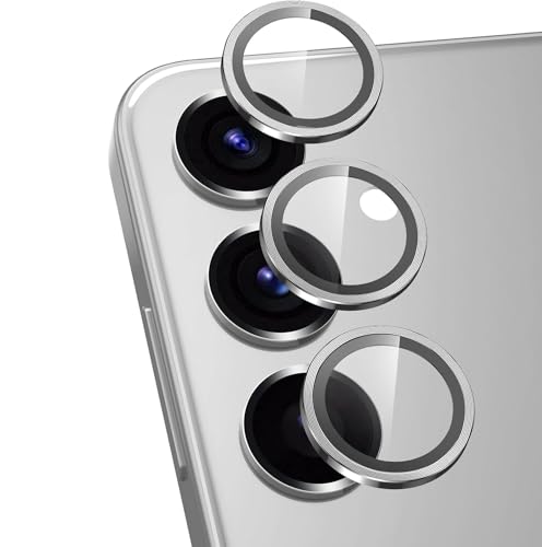 Image of Skinomi Camera Lens Protector Compatible with Samsung Galaxy S24 [Anti-Scratch] Premium Tempered Glass Film Aluminum Alloy Lens Ring Cover- Titanium Grey