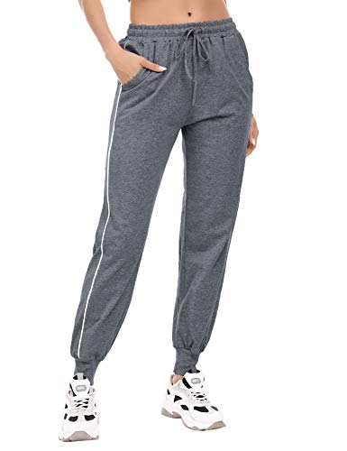 Akalnny - Pantalones Chándal Mujer Algodón con Cintura Elástica Cómodo Pantalón Deportivo Largo Mujer para Yoga Fitness Jogger Deporte Casual