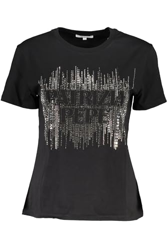 PATRIZIA PEPE T-shirt noir en coton premium de coupe ajustée