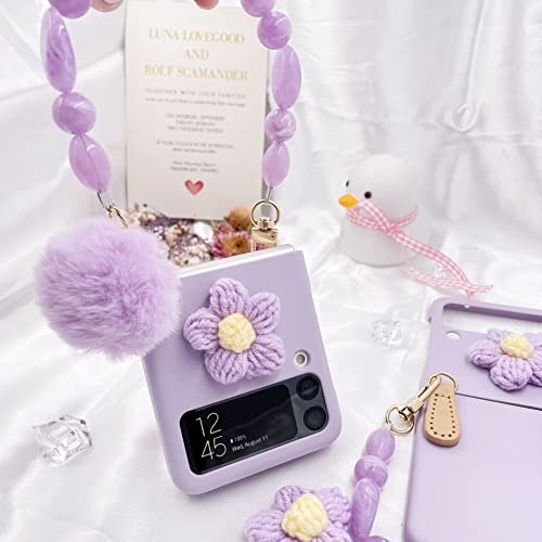 Luxury Case For Galaxy Z Flip 3, Fashion Women Case For Samsung Z Flip 3 With Strap, Bracelet Phone Case For Z Flip 3 5G, Cute Case For Girls With Flowers #TOP2