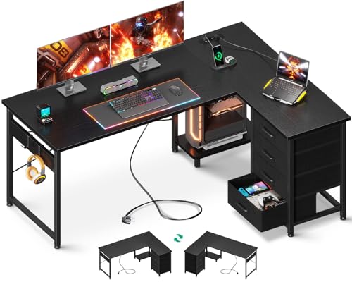 L Schreibtisch Rolanstar L-Form Schreibtisch Mit LE Produktbild-Vorschau 4