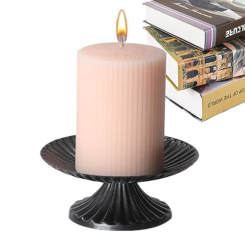 Jildouf Candelabros de hierro | Portavelas retro negro | Soporte de mesa de base redonda retro, portavelas decorativo con soporte para velas de 1.97 pulgadas para velas de boda vintage