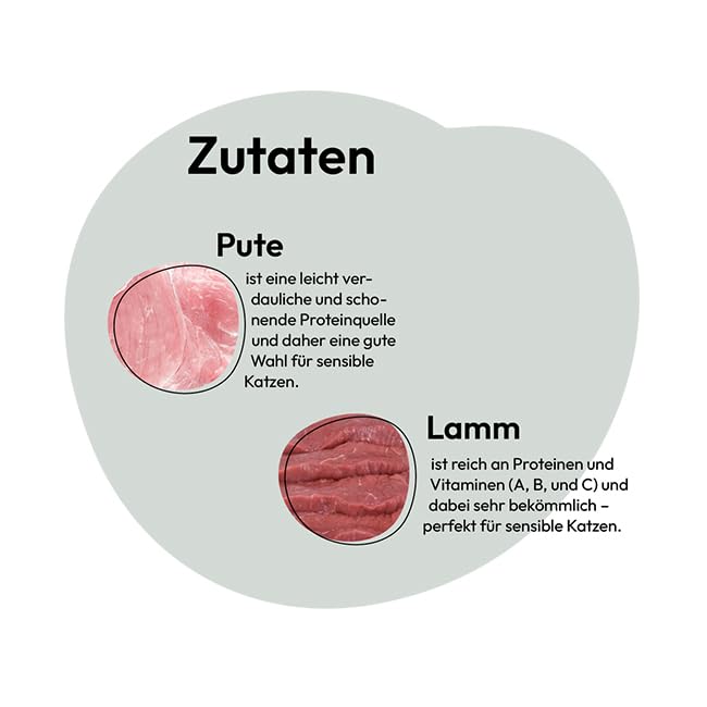 GRAU - het origineel - Natvoer voor katten - kalkoen & lam (zakje), 16 pakjes (16 x 125 g), graanvrij, voor volwassen katten