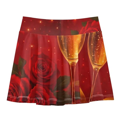 Neon Athletic Shorts for Girls Skorts Tennis Skirts for Kids Butterfly Skirt Red Hearts Roses 4t2