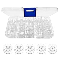 zoerbufan 20 Stück Spulen Nähmaschine Kunststoff mit Spulenbox, Unterfadenspulen für Gängige/Spule Nähmaschine, für Babylock Janome Kenmore Nadel (Transparent)