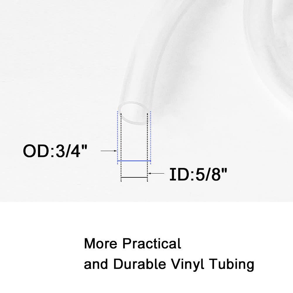 Eoiips PVC Vinyl Tubing, 5/8" ID x 3/4" OD Plastic Industrial Grade Lightweight Clear Hybrid PVC Hose Tube BPA Free Air Hose Line, 40FT