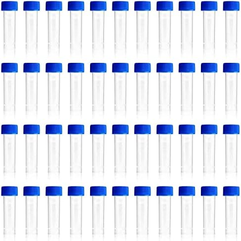 5ml Plastic Test Tubes Screw Caps Small Bottle Vial Storage Vial Storage Container for Lab-50pcs