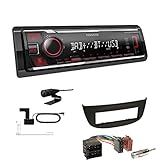 Kenwood KMM-BT408DAB 1-DIN Digital Media Receiver Autoradio DAB+ Bluetooth USB Einbauset passend für Renault Twingo II 2007-2014 schwarz