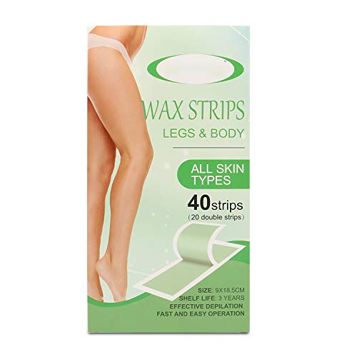 Wax Strips, Waxing Strips, Wax Strips Hair Removal for Arms, Legs, Underarm Hair, Eyebrow, Bikini, 40 Strips