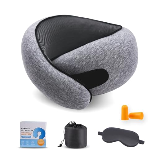 Almohada de espuma viscoelástica para cuello gris miniatura 1