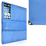 KOTARBAU® Lona Impermeable Exterior - Polietileno - 5x5 m - Azul - 75 g/m2 - Lona Suelo Piscina - Cubierta Reforzada con Ojales - Cubierta de Protección para Jardín - Resistente - Universal