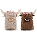 Upltowtme Highland Cow Gnomes with Flowers, Brown Scottish Tomte Doll Decor, Farmhouse Nordic Dwarf Home Decoration, Calf Gnome Herd Collection, Travel Nursery Gift for Her, Set of 2