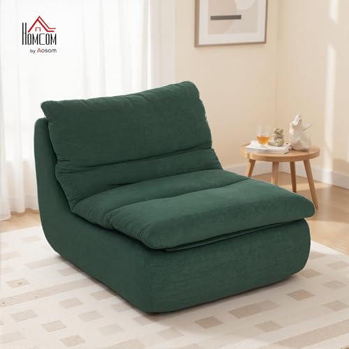 HOMCOM Bodenstuhl mit einteiligem ultrahochdichtem Schaumstoff, Bodensessel Lazy Sofa mit Samtoptik Meditationsstuhl Relaxsessel für Zuhause, Büro, Grün