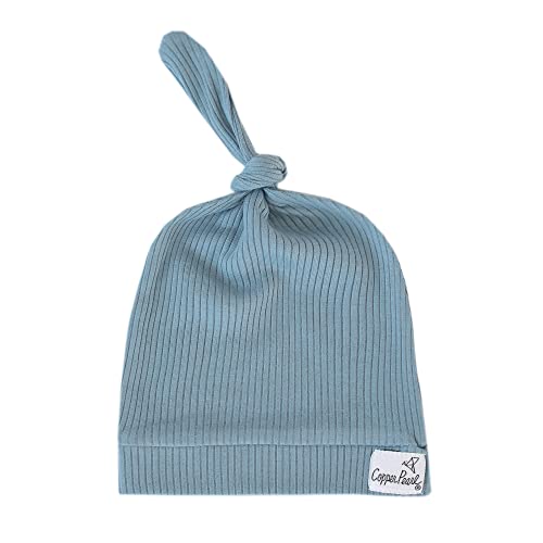 Image of Copper Pearl Baby Beanie Hat Top Knot Stretchy Soft Atlantic