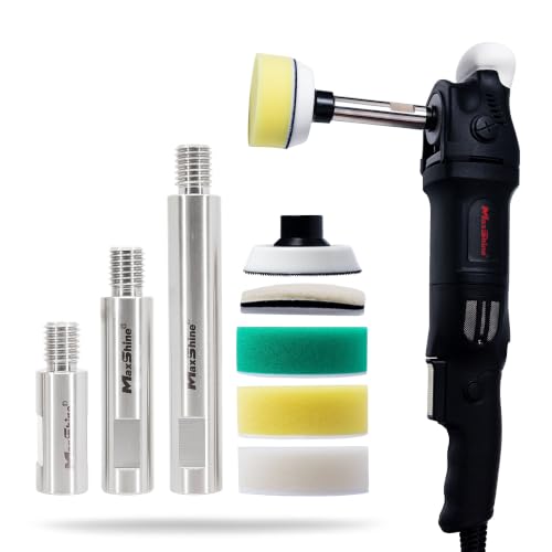 Image of Maxshine Universal Stainless Steel Extension Shaft Set & 3 inch Polishing Kit - 2 inch, 3 inch & 5 inch Polisher Extenders for 5 /8 inch Backing Plates - 8-Piece Rotary Polisher Accessory for Car Polishing & Detailing
