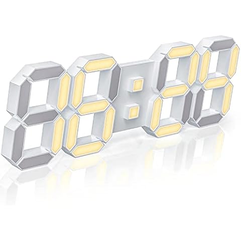 EDUP HOME 3D LED Clock Wall Clock with Remote Control, 15" LED Electronic Clocks, Snooze Model, Temperature, Night Light Auto/Custom Brightness Cover