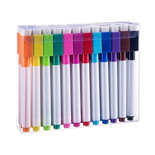 Magnetic Dry-Erase Markers, Whiteboard Erasable Markers with Eraser Caps | Low Odor Dry Erase Marker | for Home, Office, School | 12 Colors (2 markers per color), Pack of 24