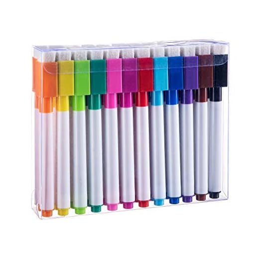 Magnetic Dry-Erase Markers, Whiteboard Erasable Markers with Eraser Caps | Low Odor Dry Erase Marker | for Home, Office, School | 12 Colors (2 markers per color), Pack of 24