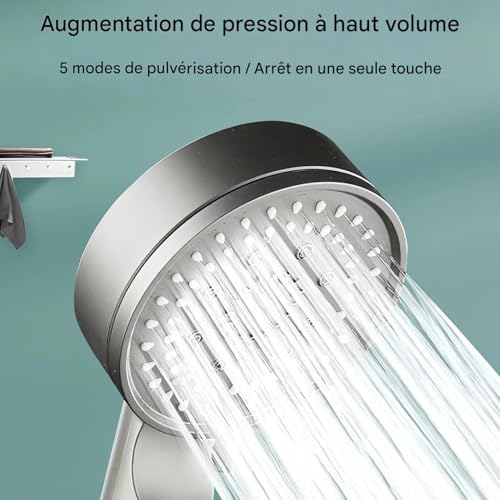 Pommeau de douche haute pression filtré avec 5 modes de pulvérisation - 7