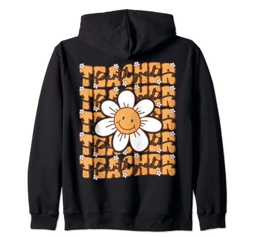 Groovy Retro Fourth Grade Teacher Cute Flower Back to School Sweat à Capuche