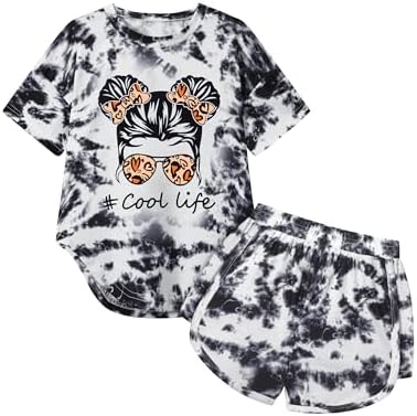 KANGKANG Girls Clothes Tie Dye Short Sleeve Tops + Shorts 2Pcs Kids Summer T-shirt Outfit