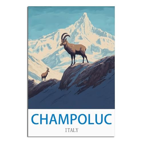 Champoluc affiche poster Italie vintage décoration murale retro salon chambre 50x75 cm