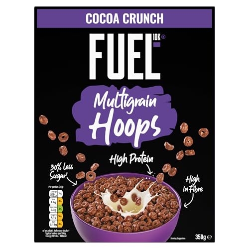 FUEL10K Chocolate Multigrain Hoops High Protein Breakfast Cereal, 350 g (Pack of 1)