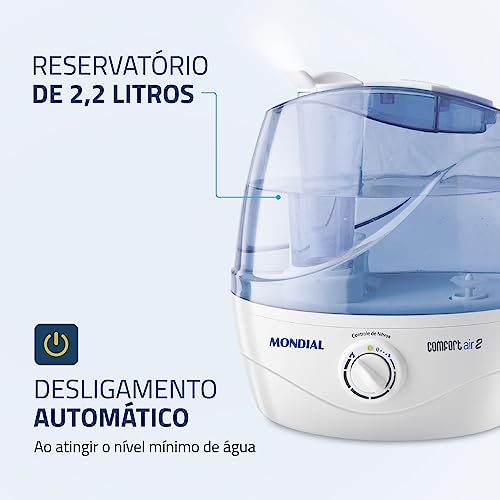 Umidificador de Ar Ultrassônico Comfort Air 2, Mondial, Branco/Azul, 30W, Bivolt - NUA-02