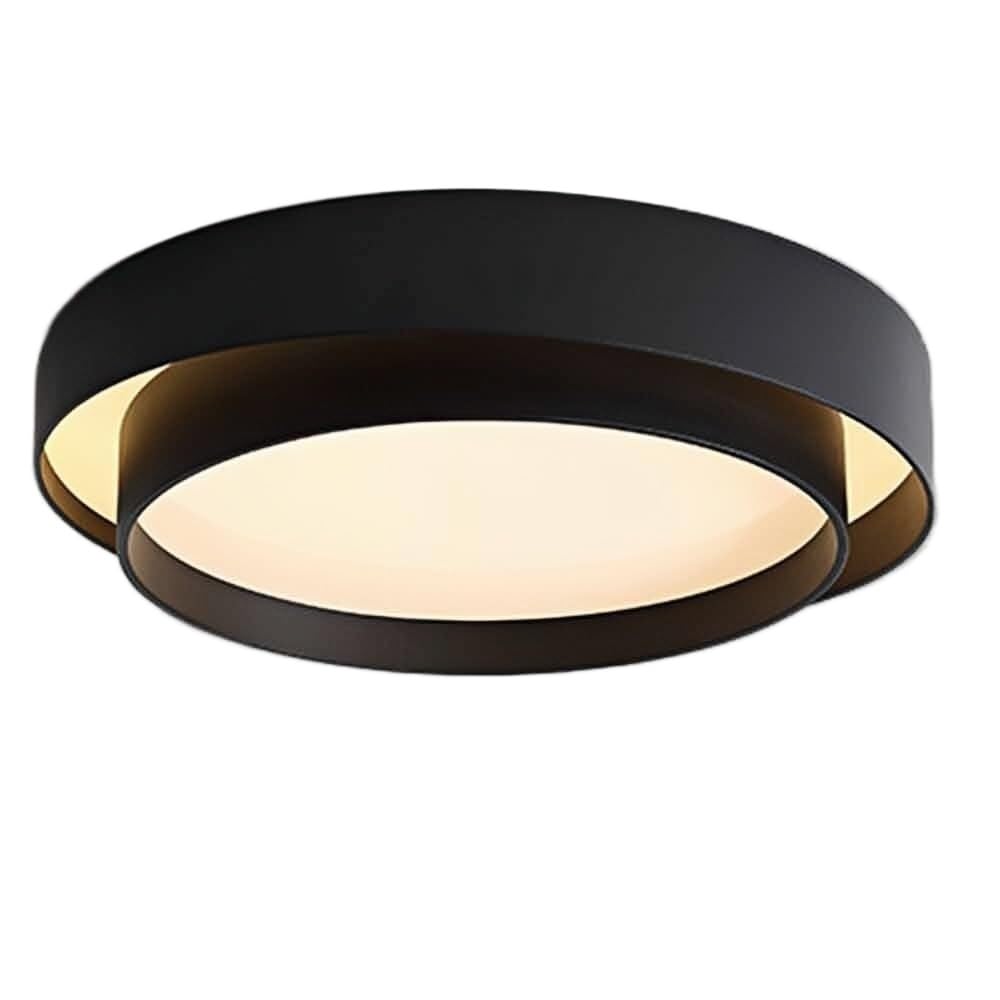 LUOYAOB Modern Minimalism Round Ceiling Lights Acrylic Shade Flush Mount Ceiling Lamps Iron Body Three-Color Mode Ceiling Light Fixture for Bedroom Living Room Hallway Entryway(Black,30cm/11.8in)