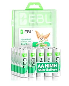 EBL AA Akku 20 Stück für Solarlampe für außen - Solarakku AA 1100mAh, Wiederaufladbar, hohe Ladezyklen mit Gering Selbstentladung