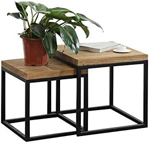Telephone Table, Nesting Table,Small Wooden Table,Small Apartment Sofa/Telephone Side Table,Table Set,2 Pcs(Black-2 pcs