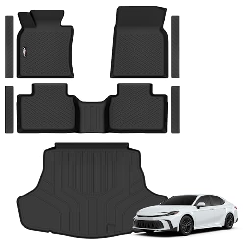 Floor Mats & Trunk Mat for 2025 2026 Toyota Camry All Weather TPE Protection Floor Liners Full Set with Cargo Liner for 2026 Toyota Camry Accessories