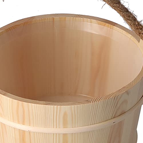 TANIQIACA 6L Capacity Sauna Bucket for Steam Room and SPA, Wooden Barrel with Plastic Lining for LeakProof Showering, Ideal for Swimming Pools and Showers, and