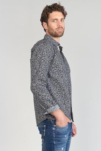 Le Temps des Cerises Fibor Hemd mit Blumenmuster, Schwarz und Weiß, blau, M