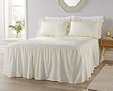 Diana Cowpe SINGLE Bedspread Set with 1 Matching Pillow Sham - IVORY - Supersoft Quilted Traditional Throw / *Made in UK* / Lightweight Layer