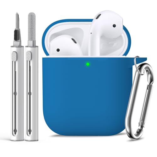 Inesore Compatible with AirPods Hülle with Cleaning Kit, Silicone Protective Case Cover for Apple AirPods 1st/2nd (2019), Unisex Design - Navy Blue-C