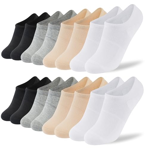 Time May Tell No Show Socks Womens 8 Pairs Non Slip Low Cut Ankle Invisible Running Casual Seamless Socks