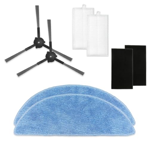 Image of Replacement Premium Vacuum Cleaner Accessories Kit Compatible with Ecovacs Deebot Y1 /Y1 Pro /Y1plus, 2 Microfiber Pads, 2 Side Brushes, 2 Filters, 1 Cleaning Brush (EDY1 NOBRISTLEKIT)