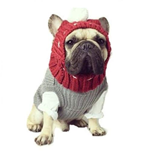 Stock Show Winter Dog Warm Hat Christmas Pet Dog Cute Fashion Woolen Hat with White Pom-pom Ball Pet Headwear Headdress Valentines Day Costume for Small Medium Dogs French Bulldog, Red