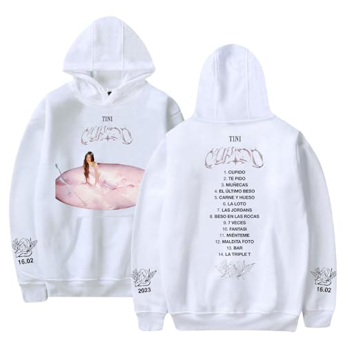 RYSXJLX Tini Stoessel Cupido Sweat-shirt à Capuche Unisexe Décontracté Mode Rétro Classique Streetwear, blanc, XXL