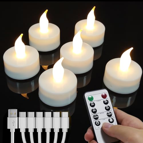 Teelichter mit Fernbedienung 29 Wiederaufladbare Led Teelichter, 6 Stück Wiederaufladbare Kerzen...