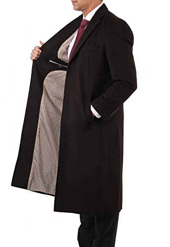 Image of THE SUIT DEPOT Mens Single Breasted Wool Cashmere Full Length Overcoat