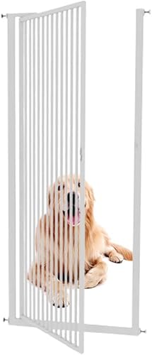 Puerta para Mascotas Extra Alta de 120 a 150 cm para Perros y Gatos, Puerta de Seguridad para bebés para Puertas/escaleras/pasillos, Barrera cifrada de Metal Blanco para Interiores, Puertas