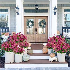 DEMIUKO 12 Bundles Artificial Flowers for Outdoor Fake Plants for Spring Decoration, Faux Daisy Flower with Eucalyptus Leaves UV Resistant Fake Silk Flowers for Home Porch Patio Garden Planters - Image 7