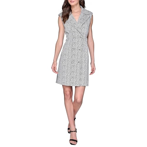 Image of KARL LAGERFELD Paris Women's Abstract Jacquard Collared Sleeveless Blazer Dress
