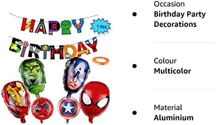 CloverCy 7 pcs SuperHero Avengers Party Supplies Super Hero Foil Balloon SuperHero Birthday party decorations for Boys Theme Party Favor, Superhero-01