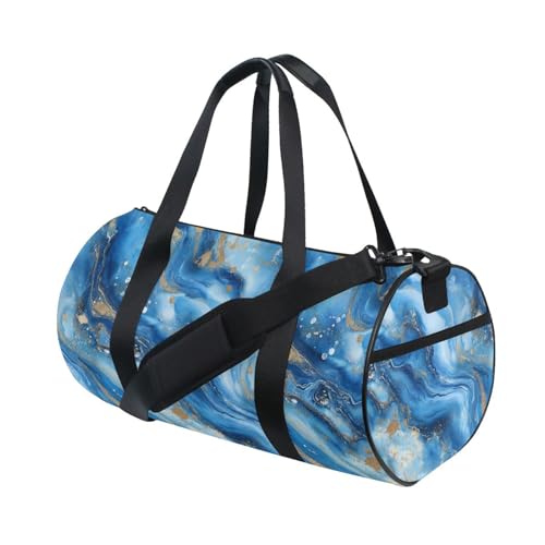 Blue Marble Sports Duffel Bag Full Print Polyester Barrel Gym Bag with Side Zipper Pocket, Detachable Shoulder Strap for Gym Sports Fitness and Short-Term Travel Use3
