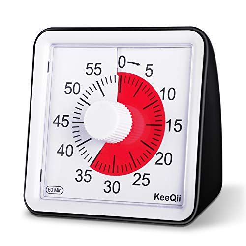 KeeQii Visual Analog Timer,Classroom Countdown Clock,Silent Timer for Kids and Adults,Time Management Tool