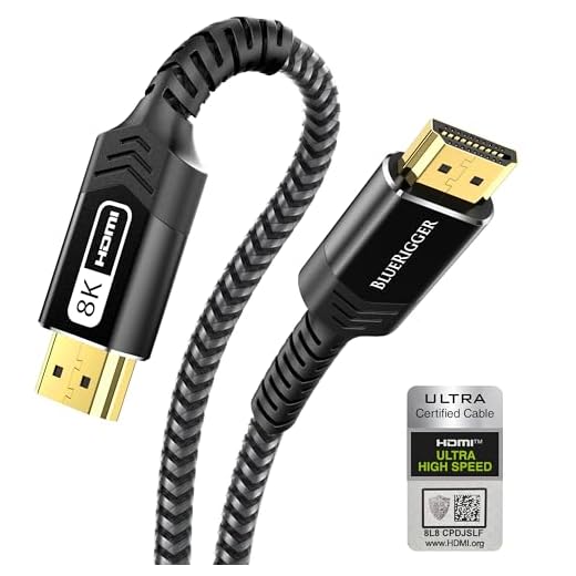 BlueRigger 10K 8K HDMI Cable - 15FT (8K 60Hz Ultra HD, 48Gbps High Speed, eARC, HDR10, 4:4:4, HDCP 2.3) - Compatible with Game Consoles, HDTV, Apple TV, Monitor, Blu-Ray